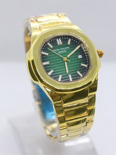 Patek Phillips Nautilus Gold Chain Green Dial