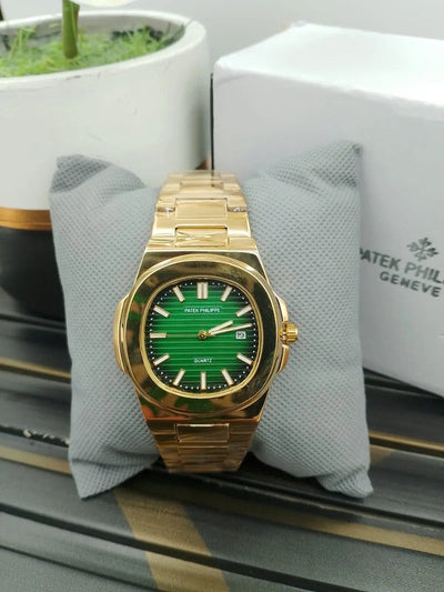 Patek Phillips Nautilus Gold Chain Green Dial