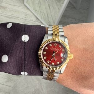 SilverXGold Braided Ruby Dial High Grade Watch